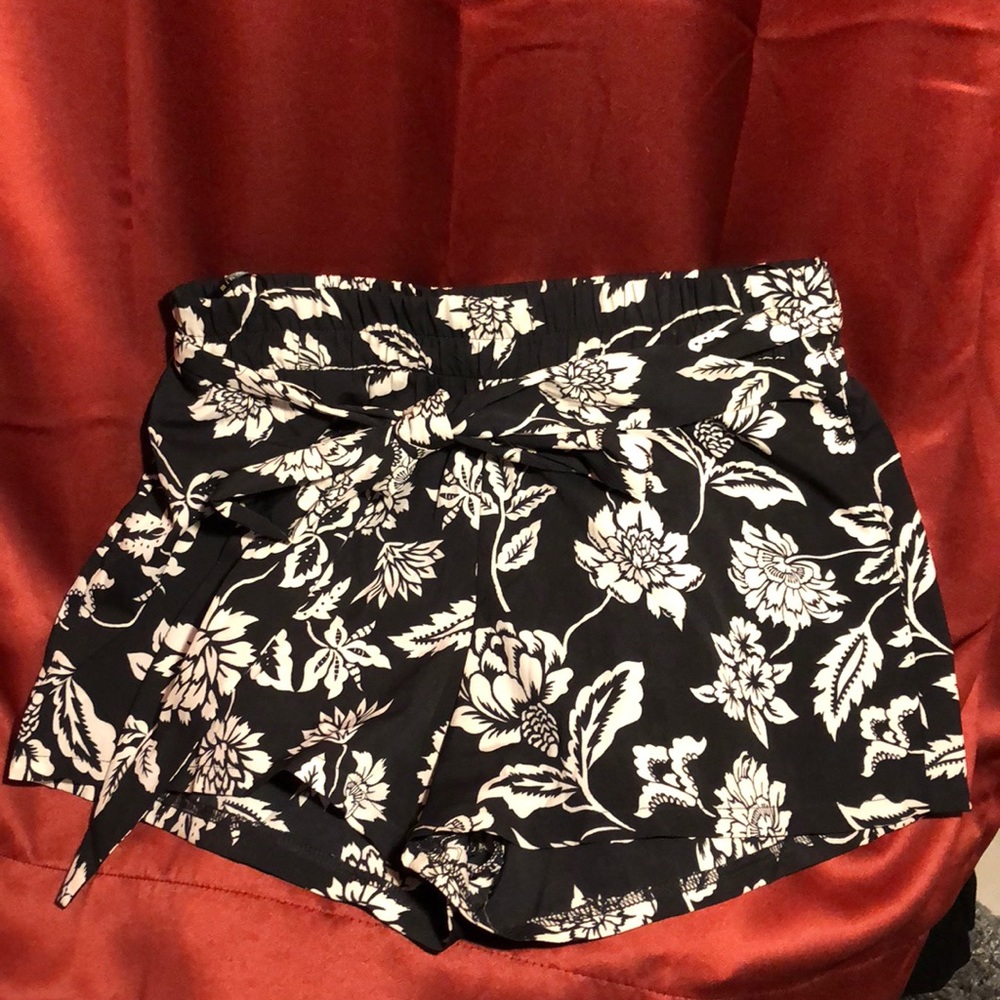 Black and White Floral Shorts